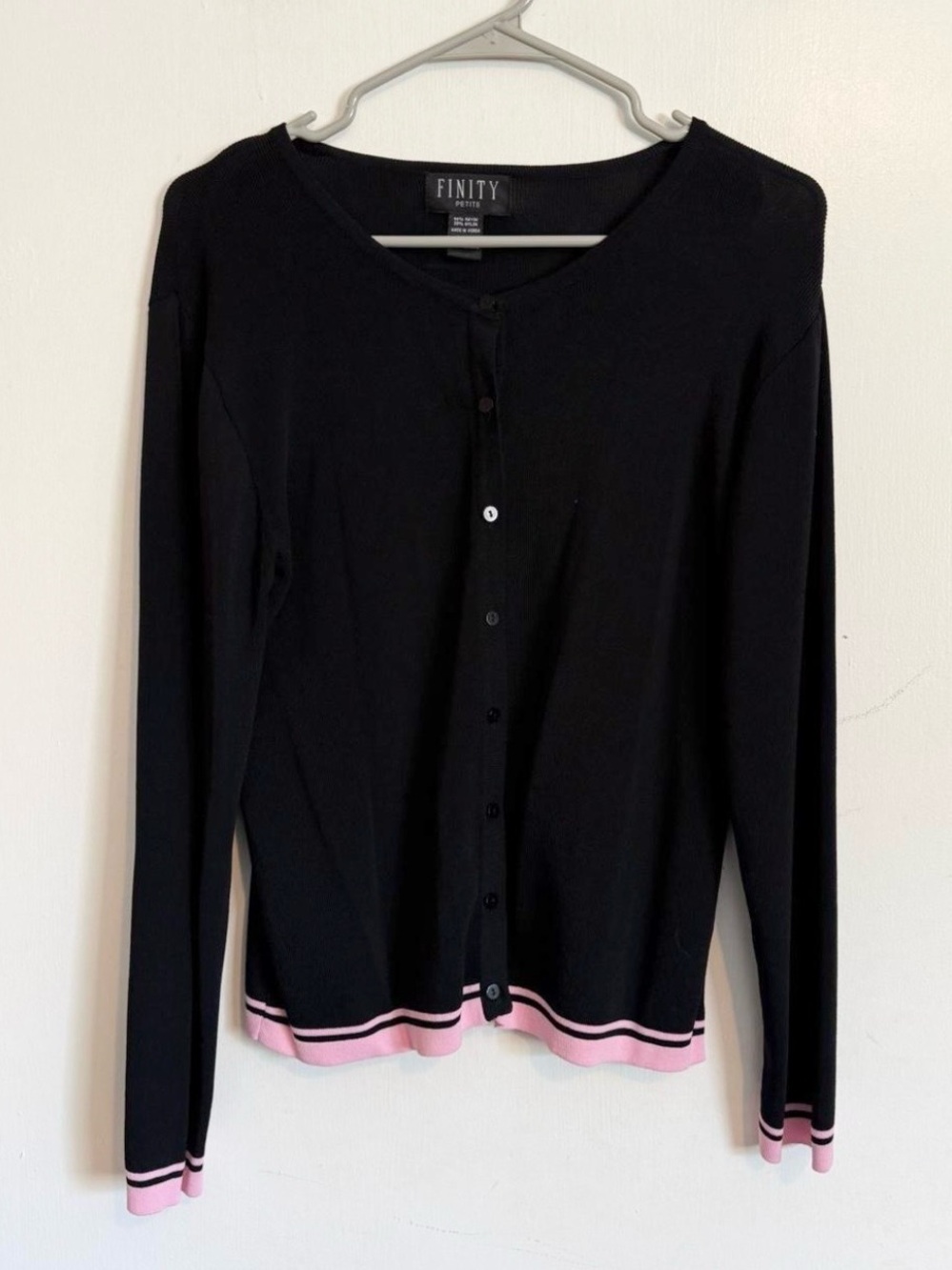 Y2K Finity black and pink cardigan sweater button down size PXL